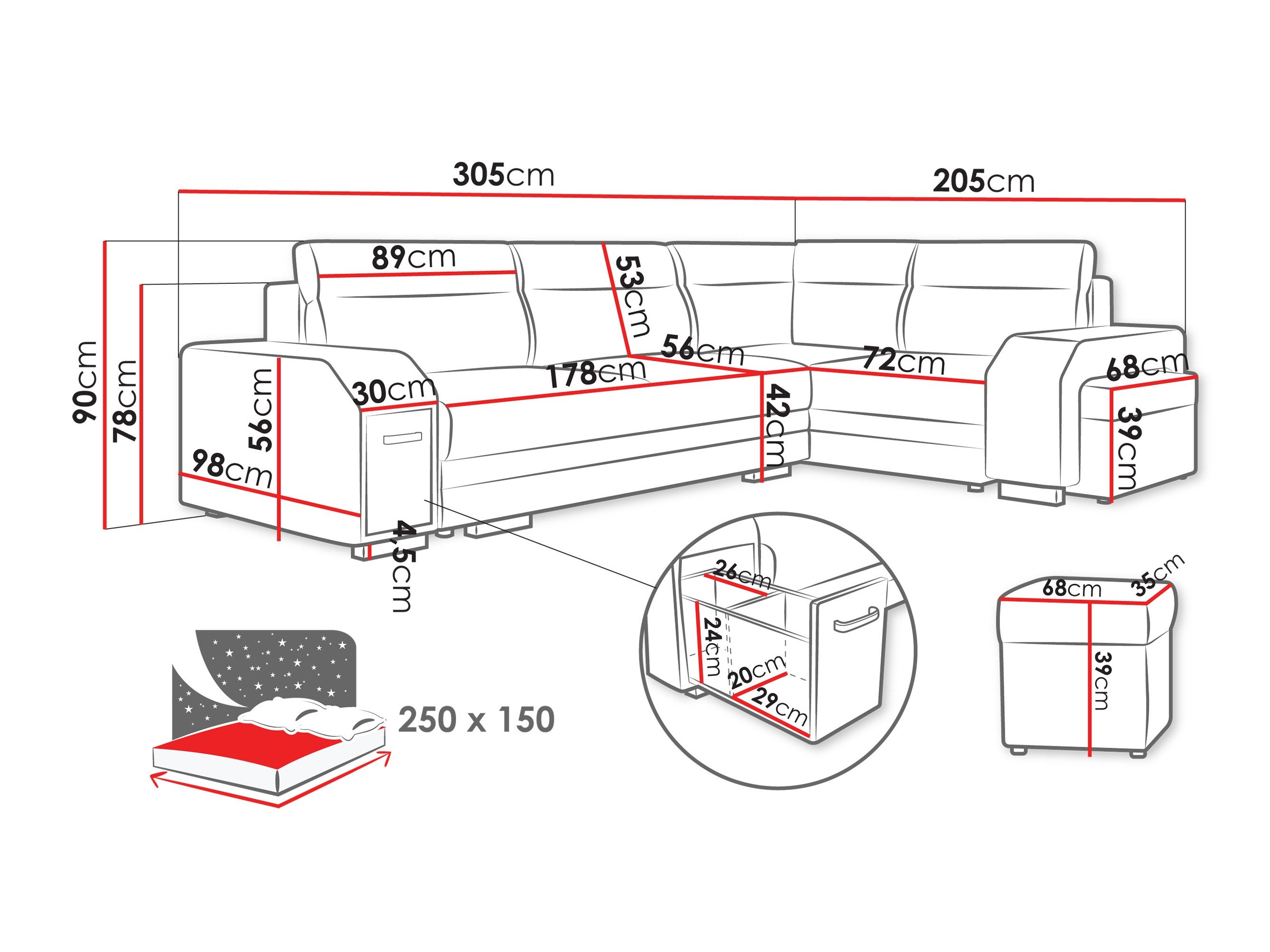 Canapé d'angle Kingsport 116 (Nazar 225.01)