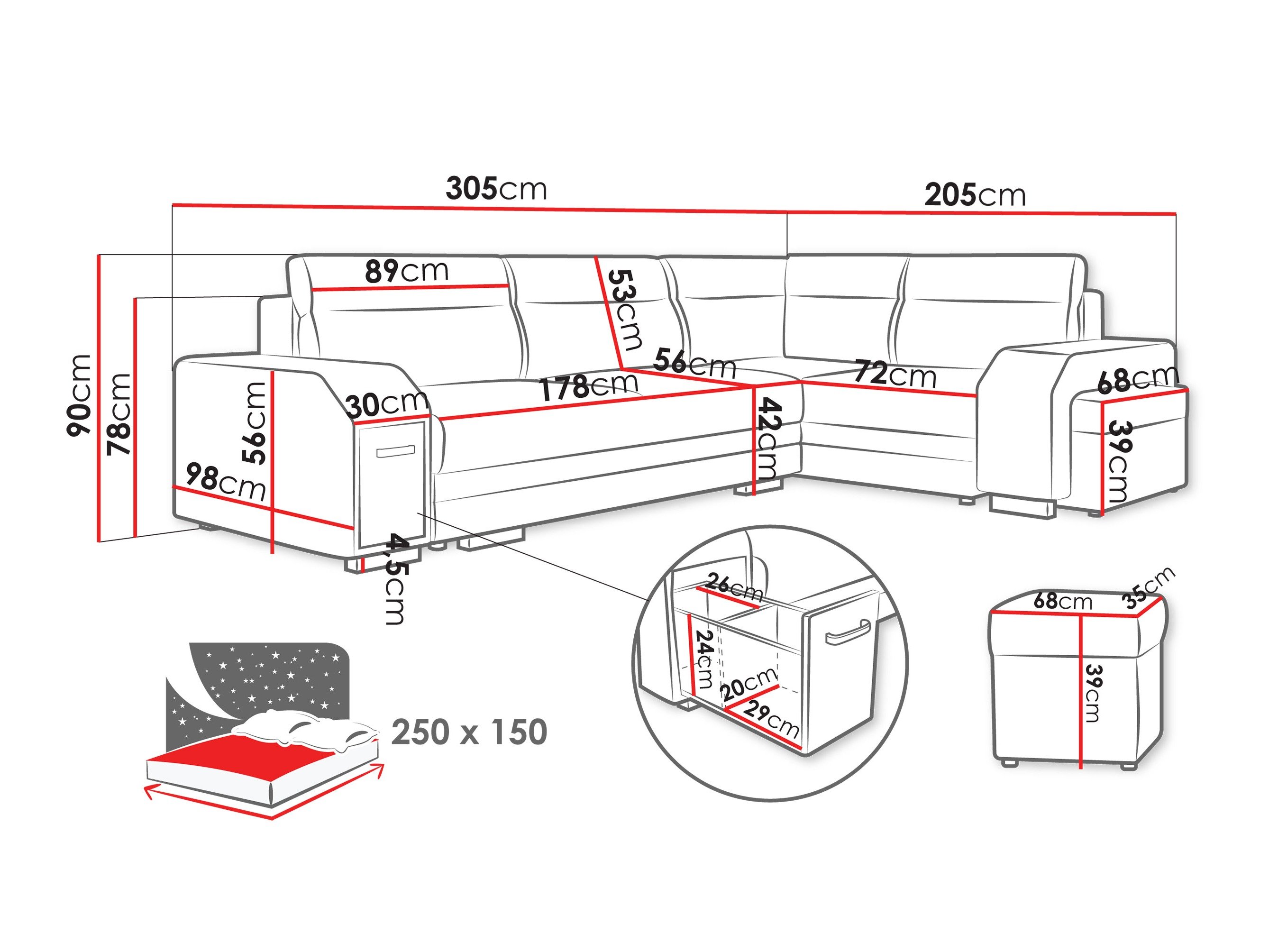 Canapé d'angle Kingsport 116 (Nazar 225.02)