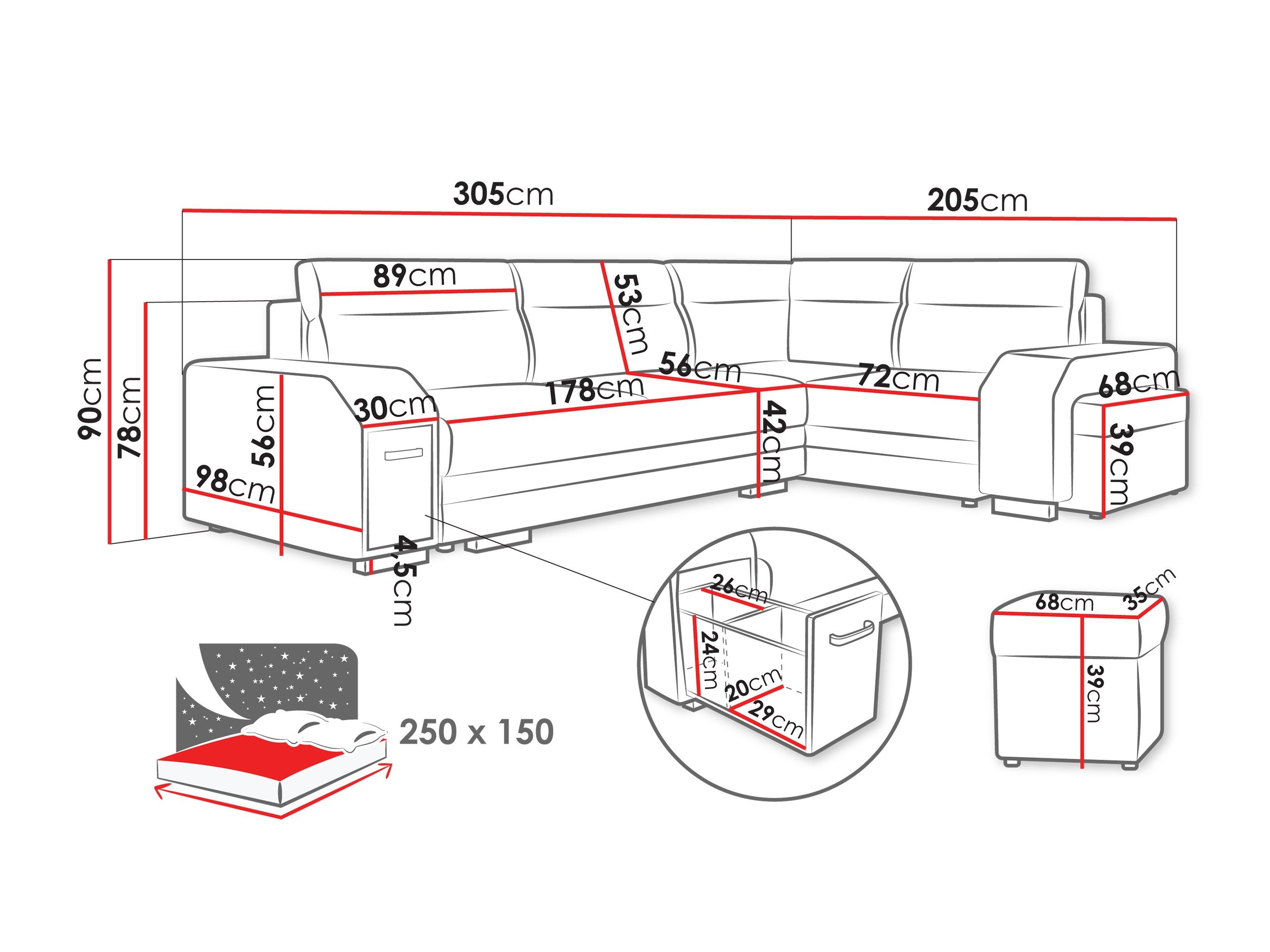 Canapé d'angle Kingsport 116 (Nazar 225.03)