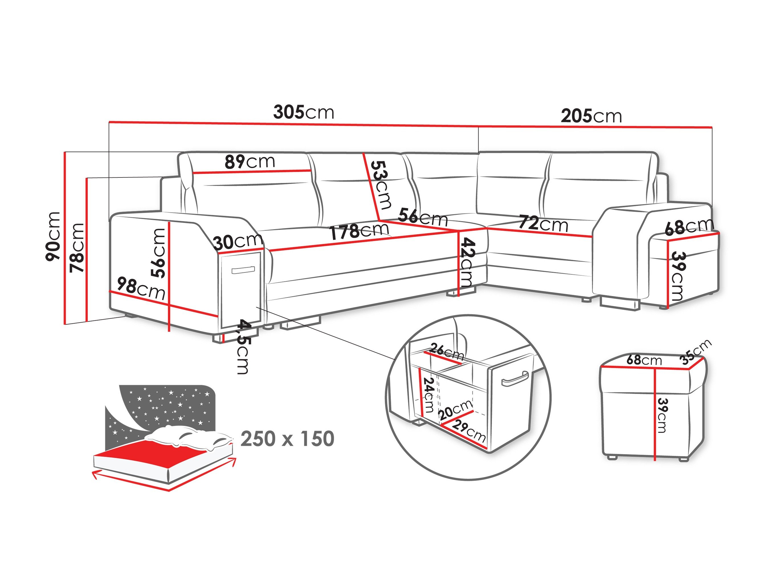 Canapé d'angle Kingsport 116 (Nazar 225.05)