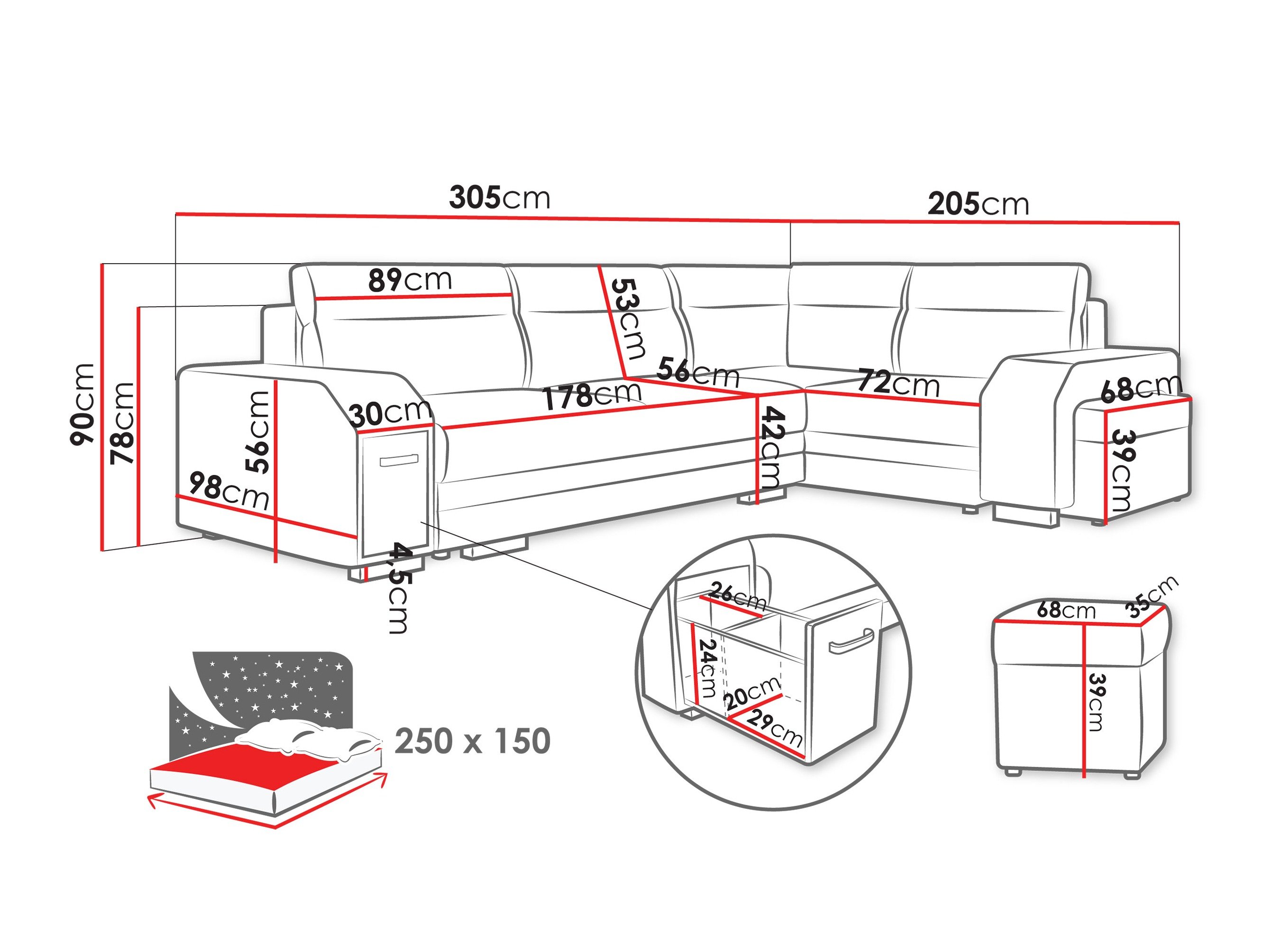 Canapé d'angle Kingsport 116 (Nazar 225.05)