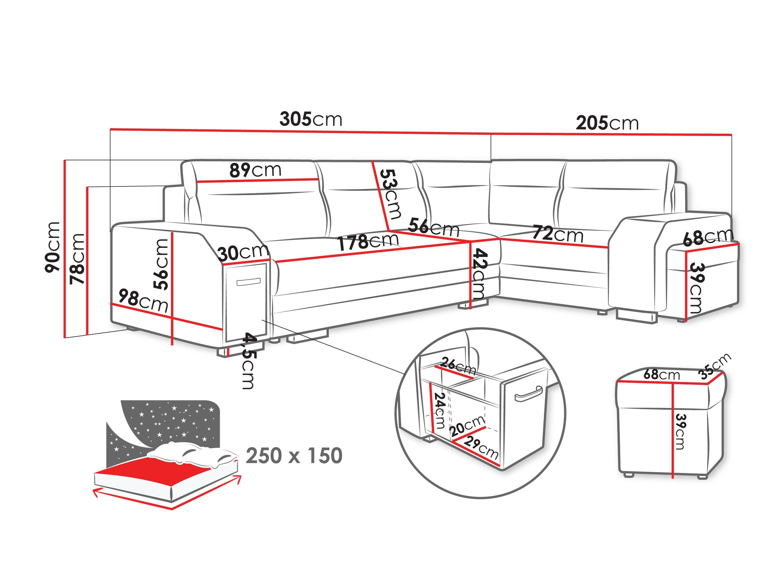 Canapé d'angle Kingsport 116 (Nazar 225.06)