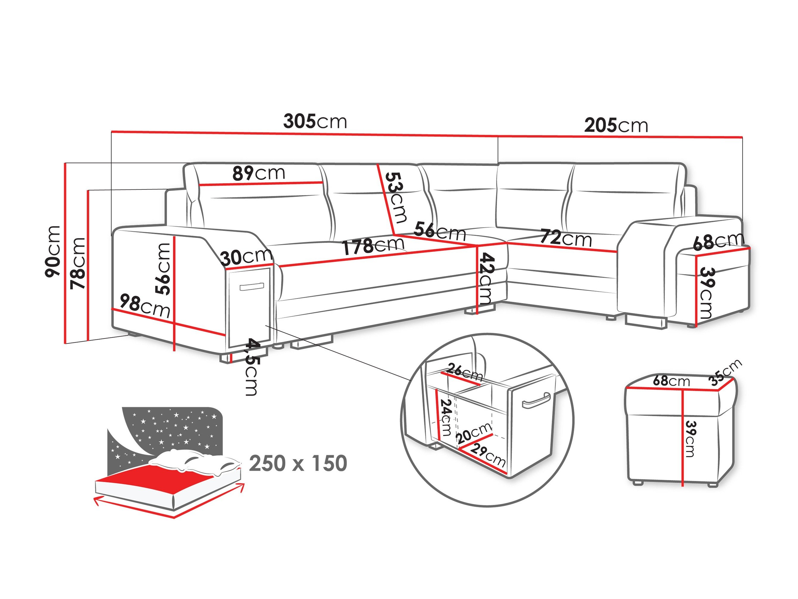 Canapé d'angle Kingsport 116 (Nazar 225.06)