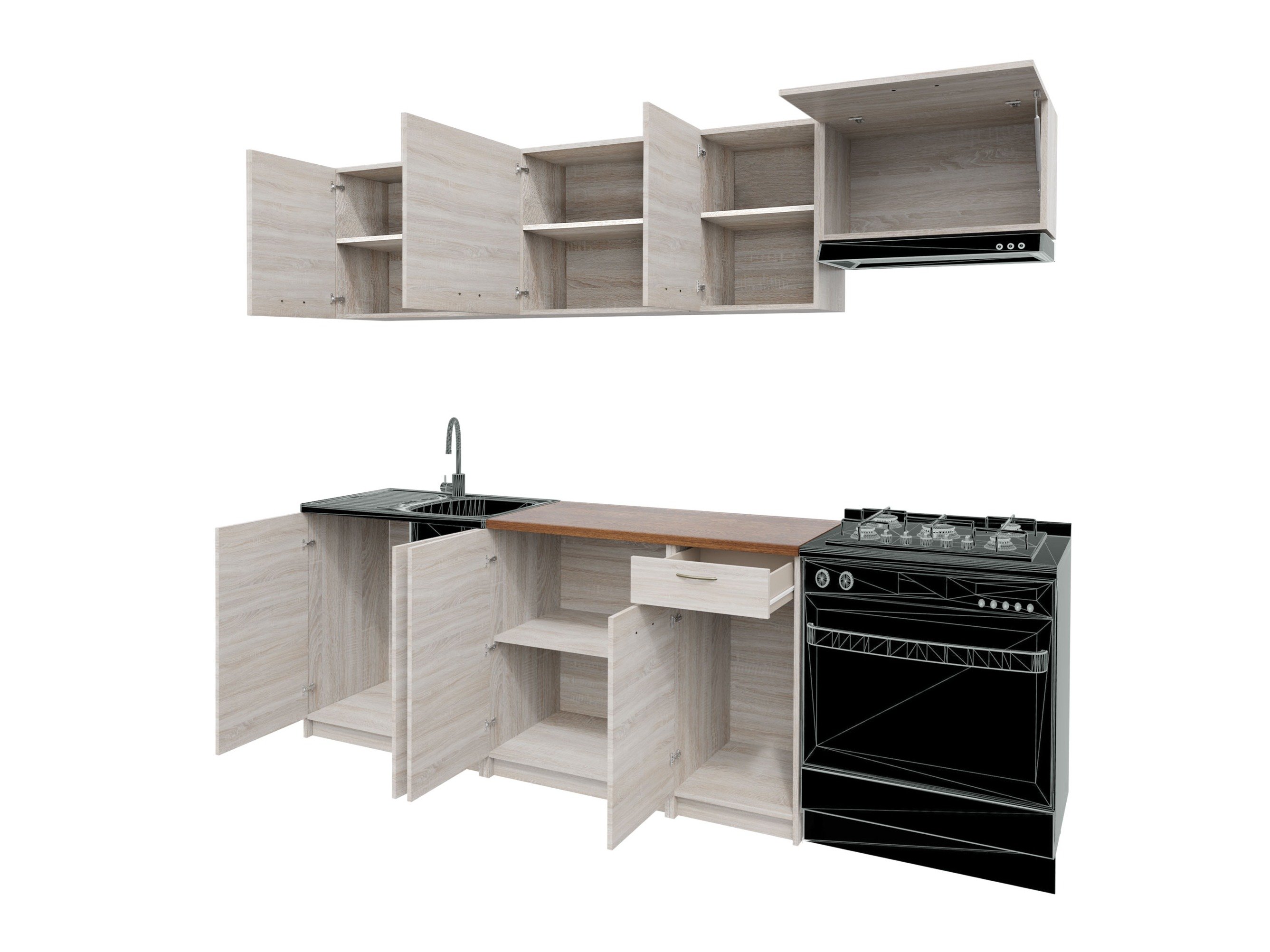 Cuisine complète Ota II (Noyer + Noir)