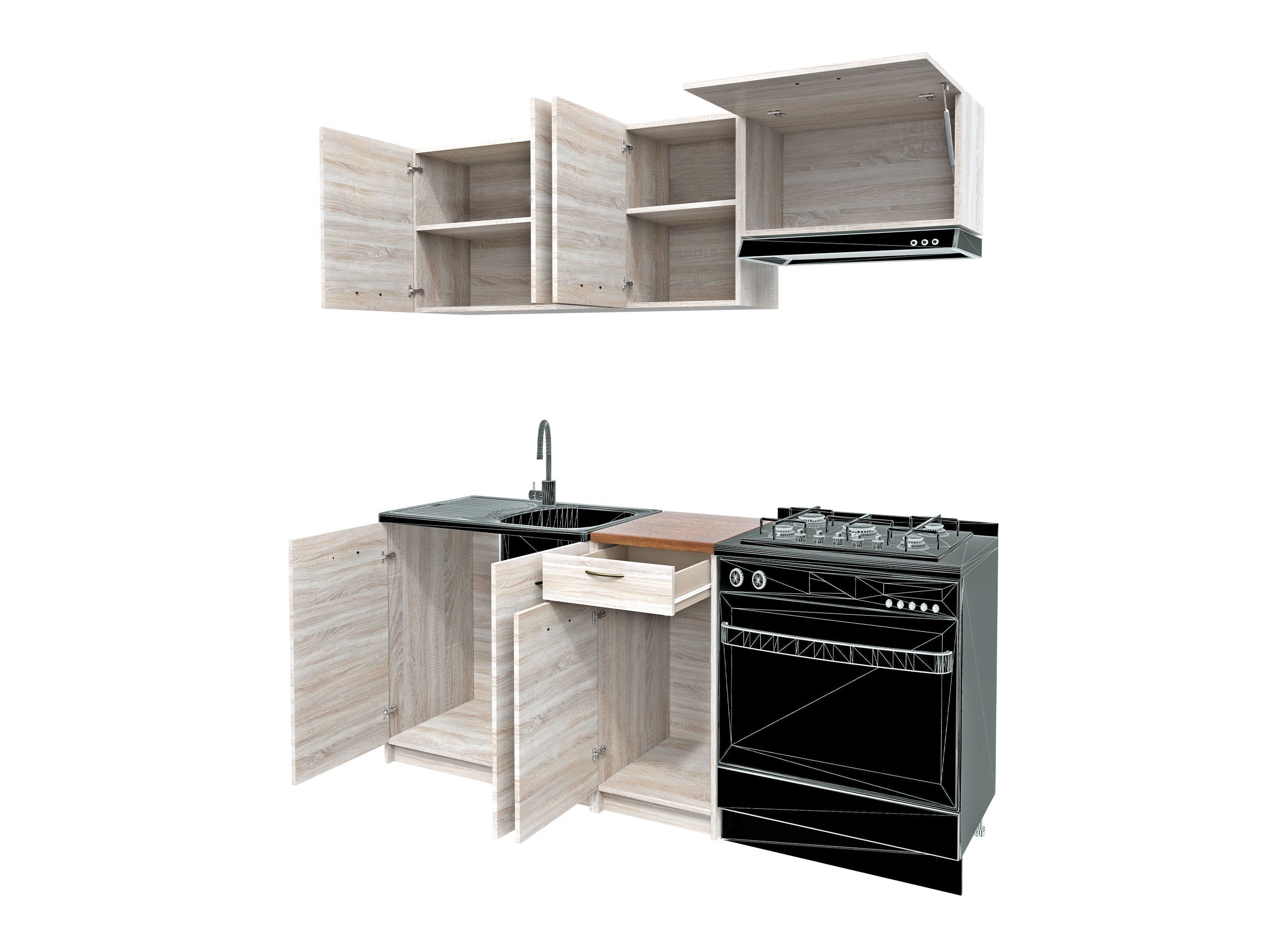 Cuisine complète Ota (Noyer + Noir)