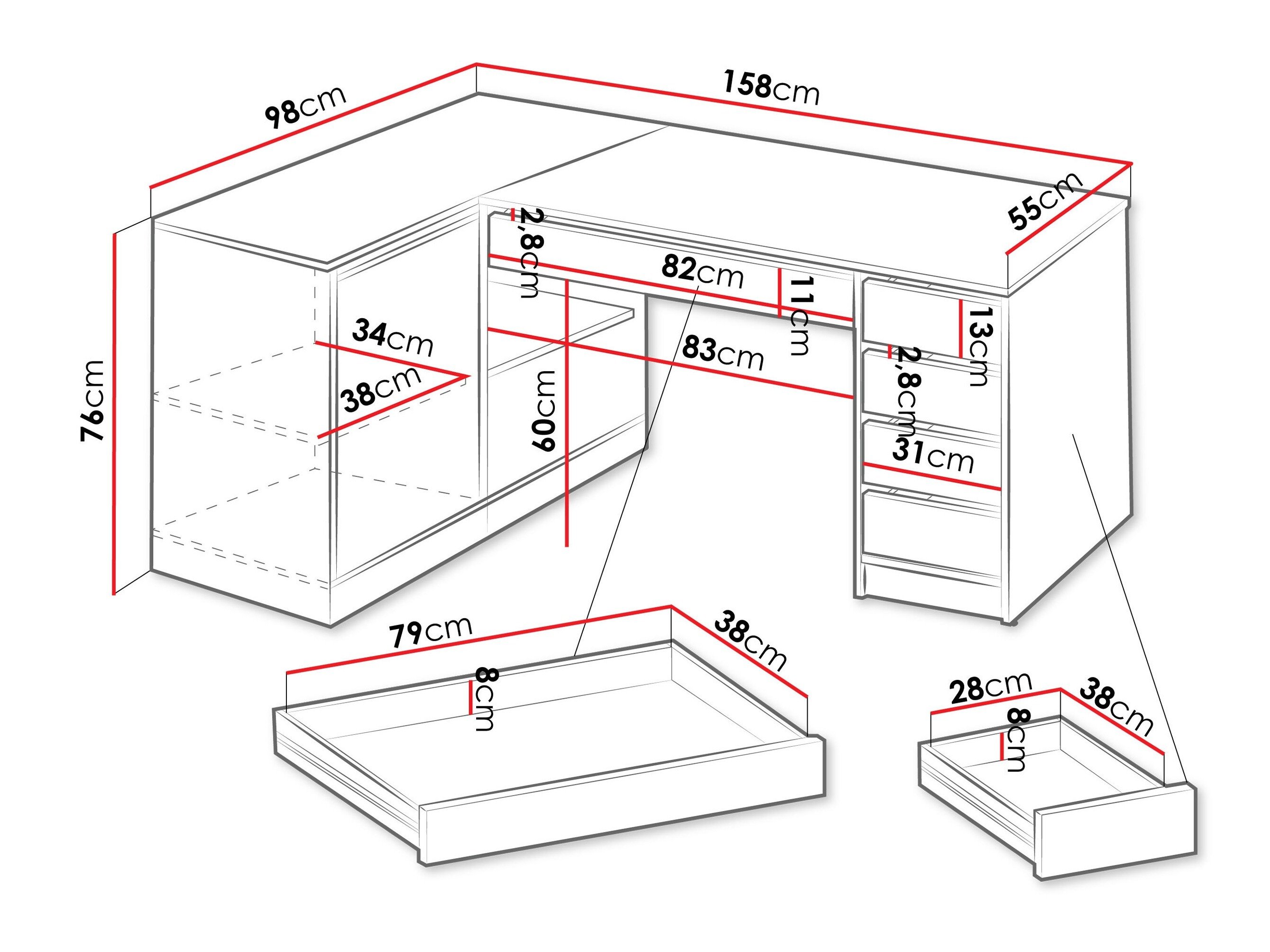 Bureau d'angle Comfivo Terros III (Noir)