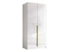 Armoire Closico Staton I (Blanc + Blanc brillant + Doré)