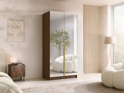 Armoire Closico Staton III (Noyer + Doré)