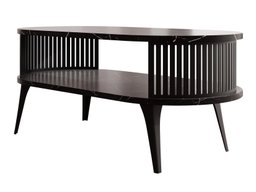 Table basse Vitum III (Noir + Marbre noir)