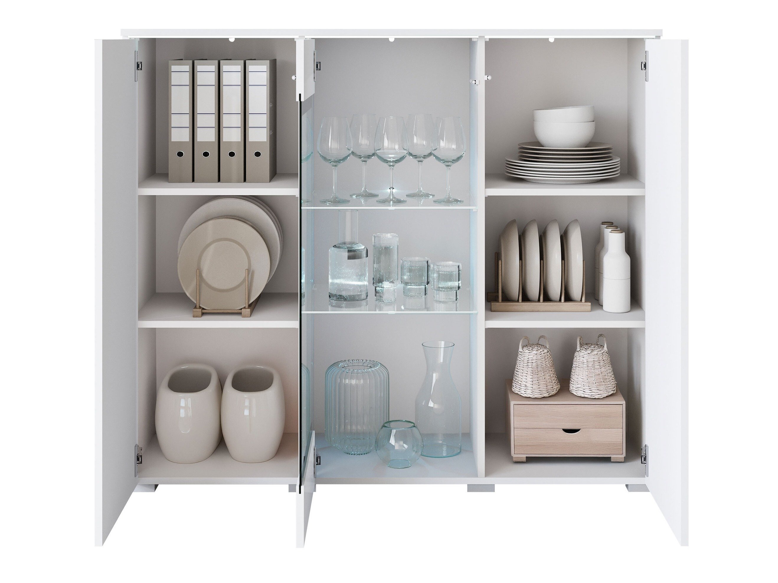 Buffet Mirfivo 103 (Chêne wotan + Blanc brillant)