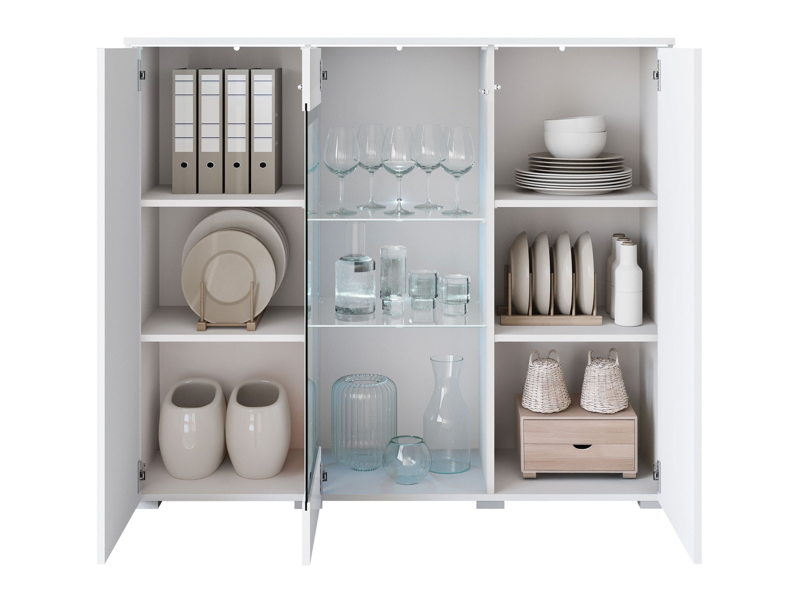 Buffet Mirfivo 103 (Chêne wotan + Blanc brillant)