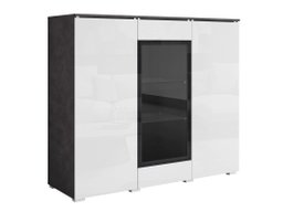 Buffet Mirfivo 103 (Matera gris + Blanc brillant)