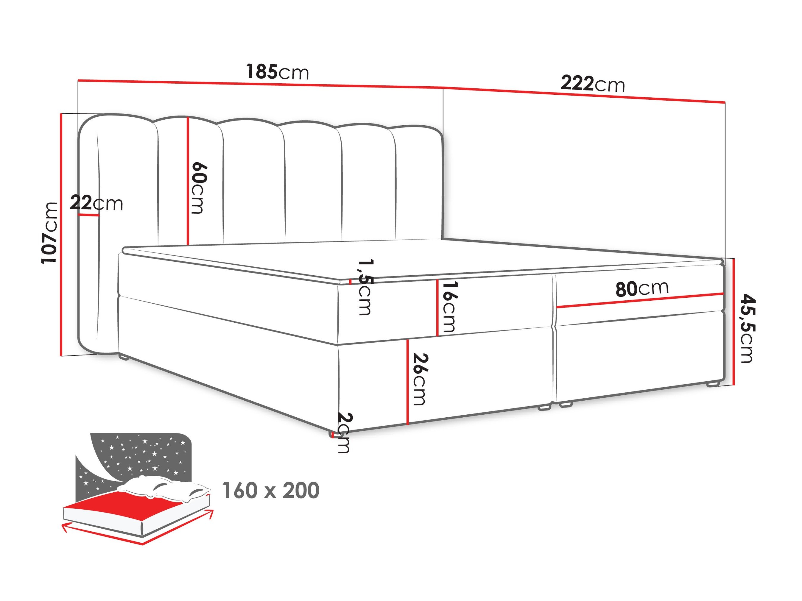 Lit boxspring Stonecrest 112 (Lambi 11)