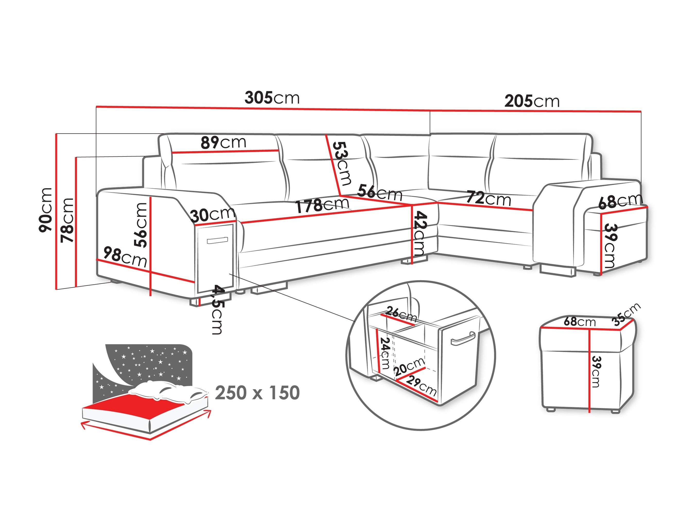 Canapé d'angle Kingsport 117 (Nazar 225.06 + Nazar 225.07)