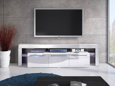 Meuble TV Nashville 103 (Blanc + Blanc brillant)