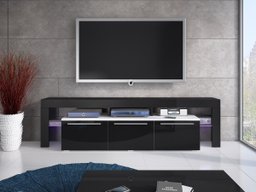 Meuble TV Nashville 103 (Blanc + Noir brillant)