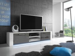 Meuble TV Nashville 104 (Blanc + Gris brillant)