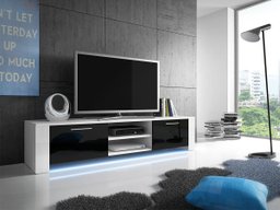 Meuble TV Nashville 104 (Blanc + Noir brillant)