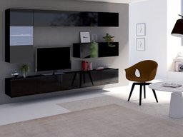 Ensemble de salon Tivdalu 108 (Noir + Noir brillant)