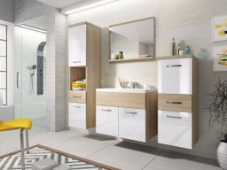 Ensemble de salle de bain Sarasota 109 (Sonoma chêne + Blanc brillant)