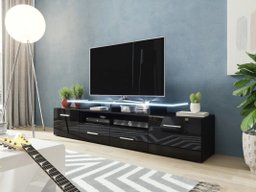 Meuble TV Charlotte 117 (Noir + Noir brillant)