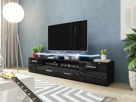 Meuble TV Charlotte 117 (Noir + Noir brillant)