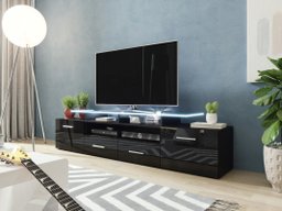 Meuble TV Charlotte 117 (Noir + Noir brillant)
