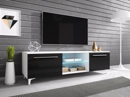 Meuble TV Nashville 120 (Blanc + Noir brillant)
